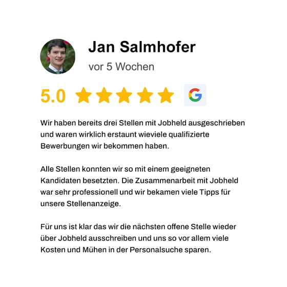 jobheld review - 5 stars