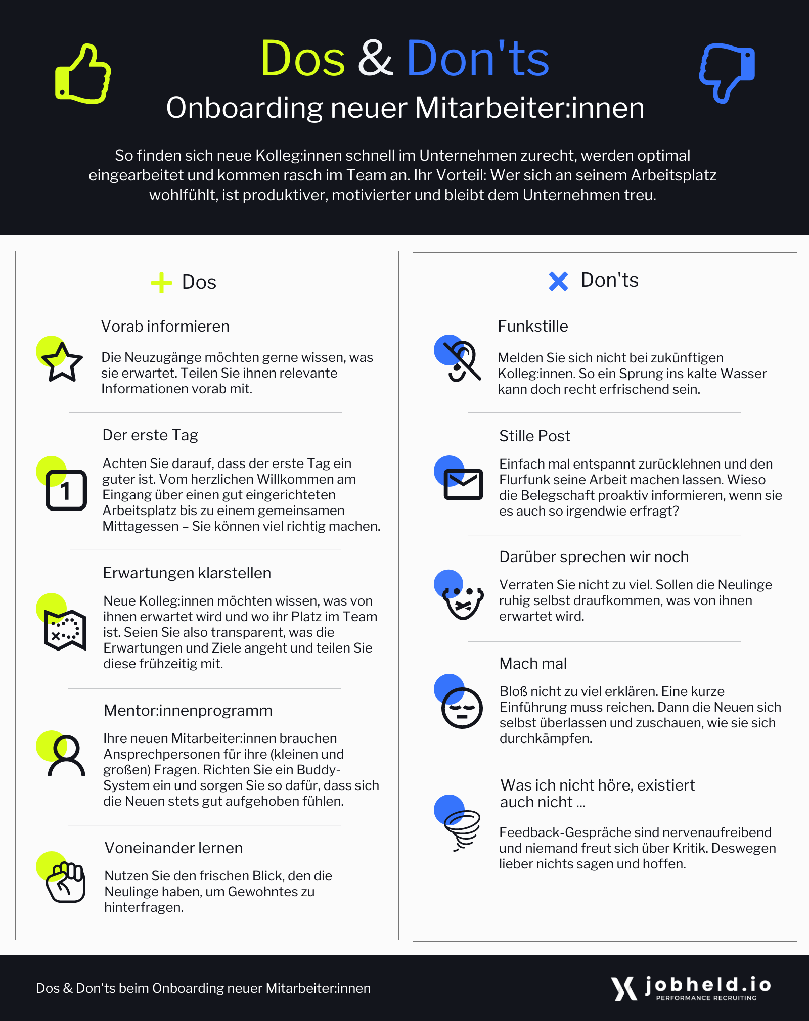 Beim Onboarding neuer Mitarbeiter:innen gibt es zahlreiche Dos und Don'ts, die Unternehmen beherzigen solllten.